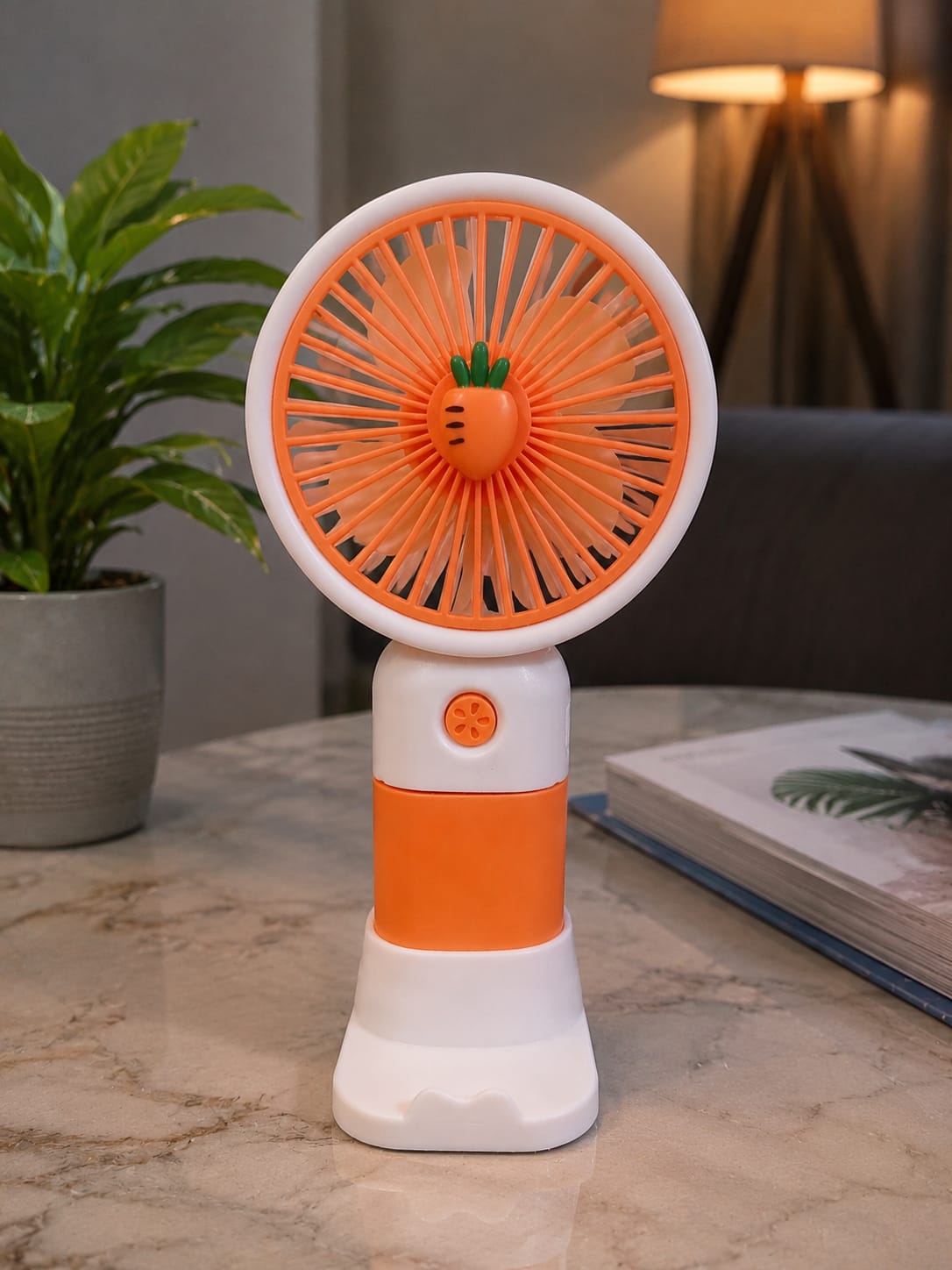Smart Mini Portable Fan – 3 Speed USB Rechargeable Fan with LED Light & Desk Stand