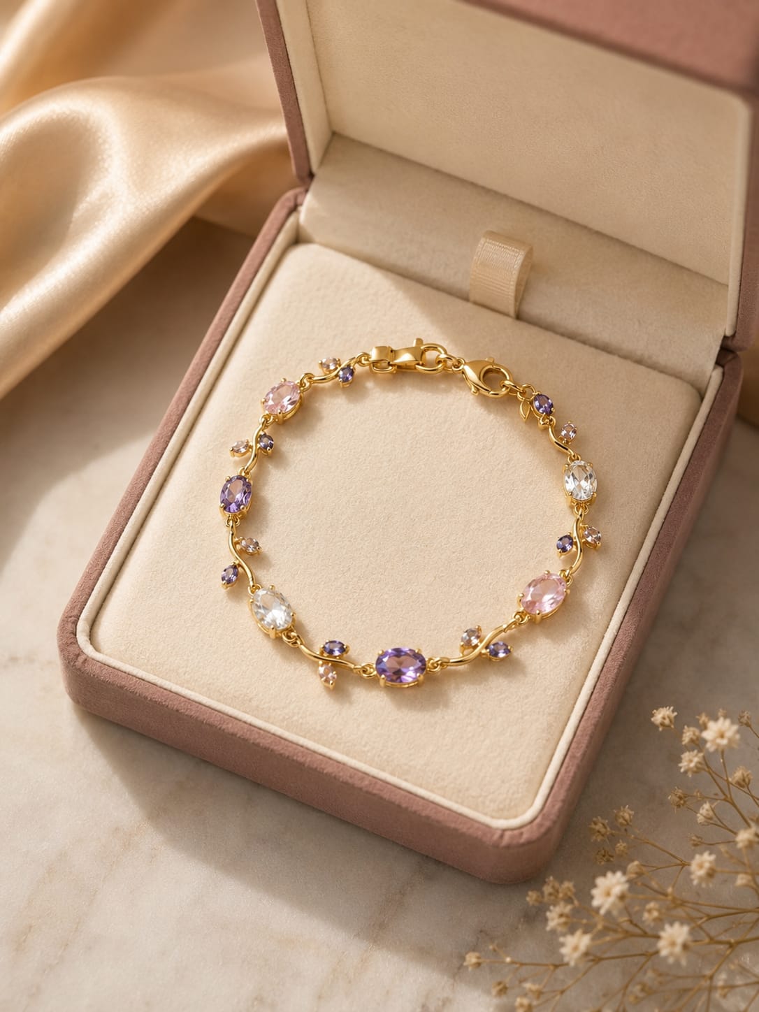Luxury Tulip Crystal Bracelet for Women | Gold & Silver | Adjustable Elegant Bracelet