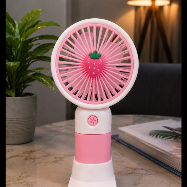 Smart Mini Portable Fan – 3 Speed USB Rechargeable Fan with LED Light & Desk Stand