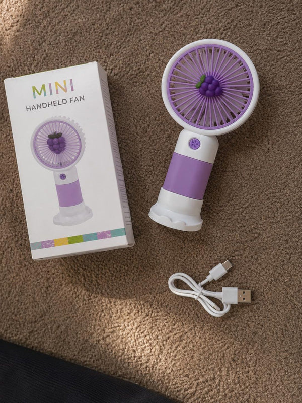 Smart Mini Portable Fan – 3 Speed USB Rechargeable Fan with LED Light & Desk Stand