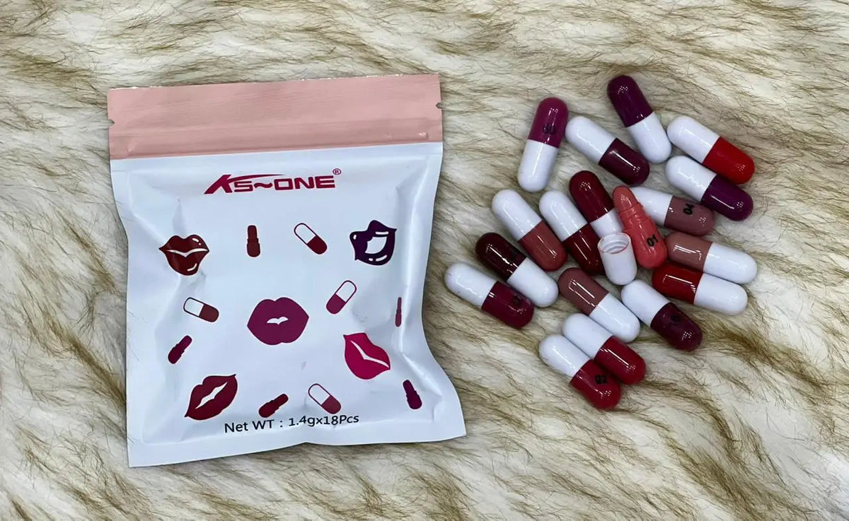 18 Pcs Capsule Lipstick Set for Women – Cute Mini Pill-Shaped Lip Colors, Smooth & Long-Lasting Lip Makeup Collection