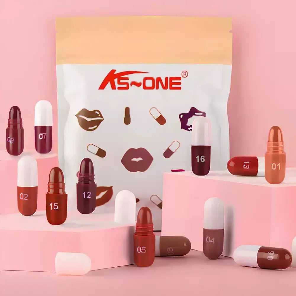18 Pcs Capsule Lipstick Set for Women – Cute Mini Pill-Shaped Lip Colors, Smooth & Long-Lasting Lip Makeup Collection